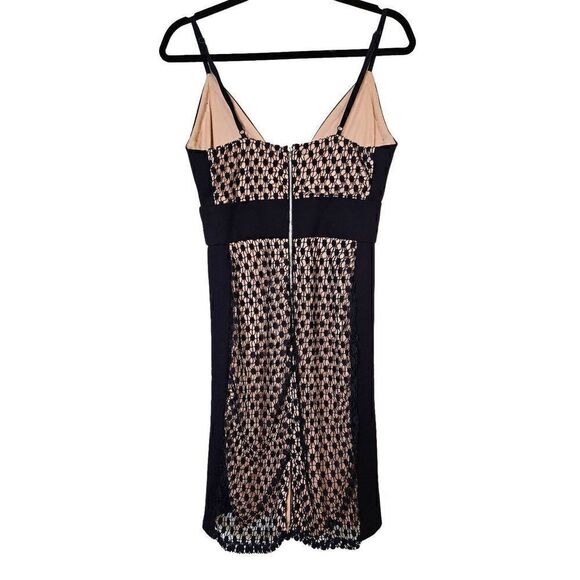 Just Me Navy Blue and Nude Dress with a Crocheted Overlay. Size M. - Picture 3 of 3